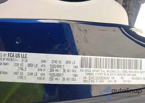 2016 Chrysler Town & Country Touring from USA, damaged, VIN 2C4RC1BG5GR294543